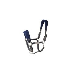 CABEZADA NYLON C/FORRO Y MOSQUETON GRIS/MARINO PONY